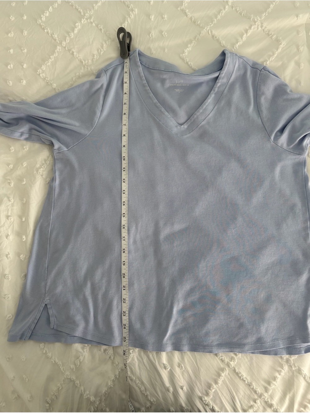 J. Jill Relaxed V-Neck 3/4 Sleeve Top in Soft Light Blue, Pima cotton - Picture 4 of 6